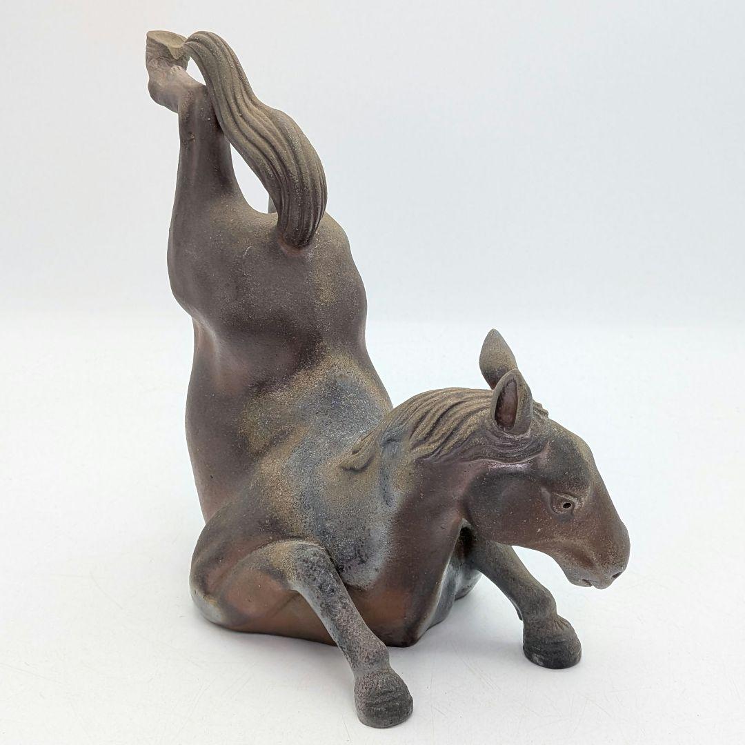 二代目小山一草 備前焼 窯変午置物 共箱 干支置物 午年 ウマ 細工物 縁起物