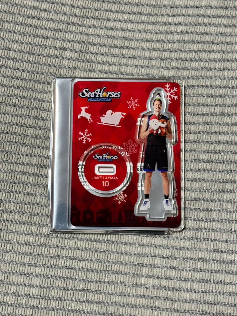 シーホース三河の選手のクリスマス仕様のアクリルスタンドとネームステッカー