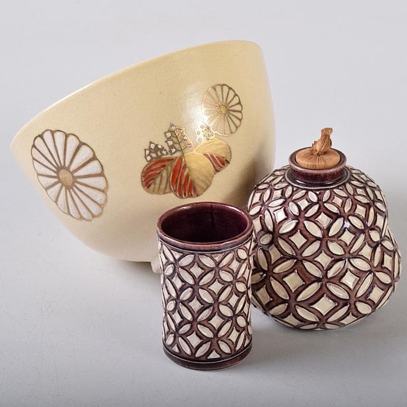 りんしゃん　輪島塗　岡山玉鳳雪月花蒔絵茶箱茶碗棗一式　共箱　U　R8427