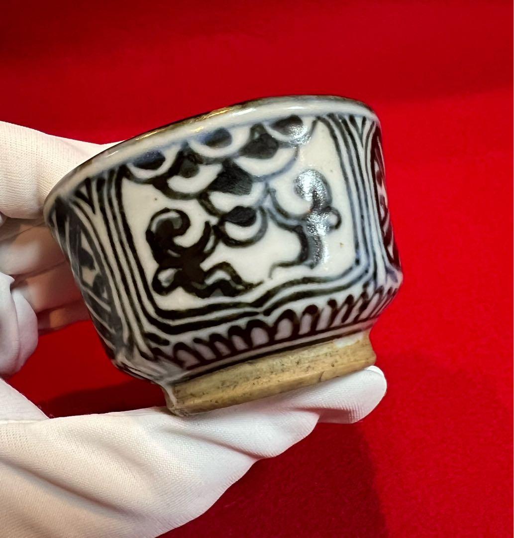骨董品 時代物 青花 染付 安南盃 酒盃 箱付き 茶道具