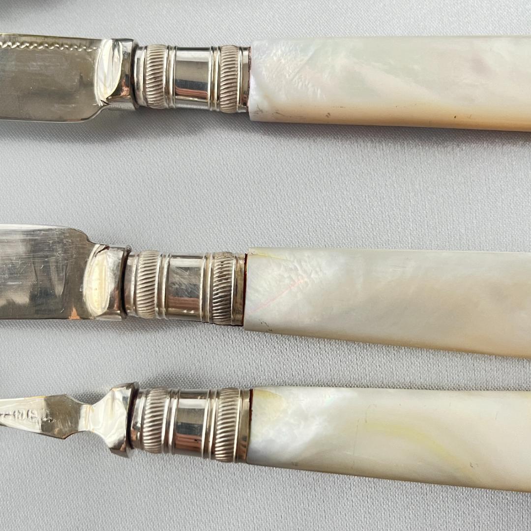 【英国 】【白蝶貝】ビクトリアン デザートセット12本 マザーオブパール ケース