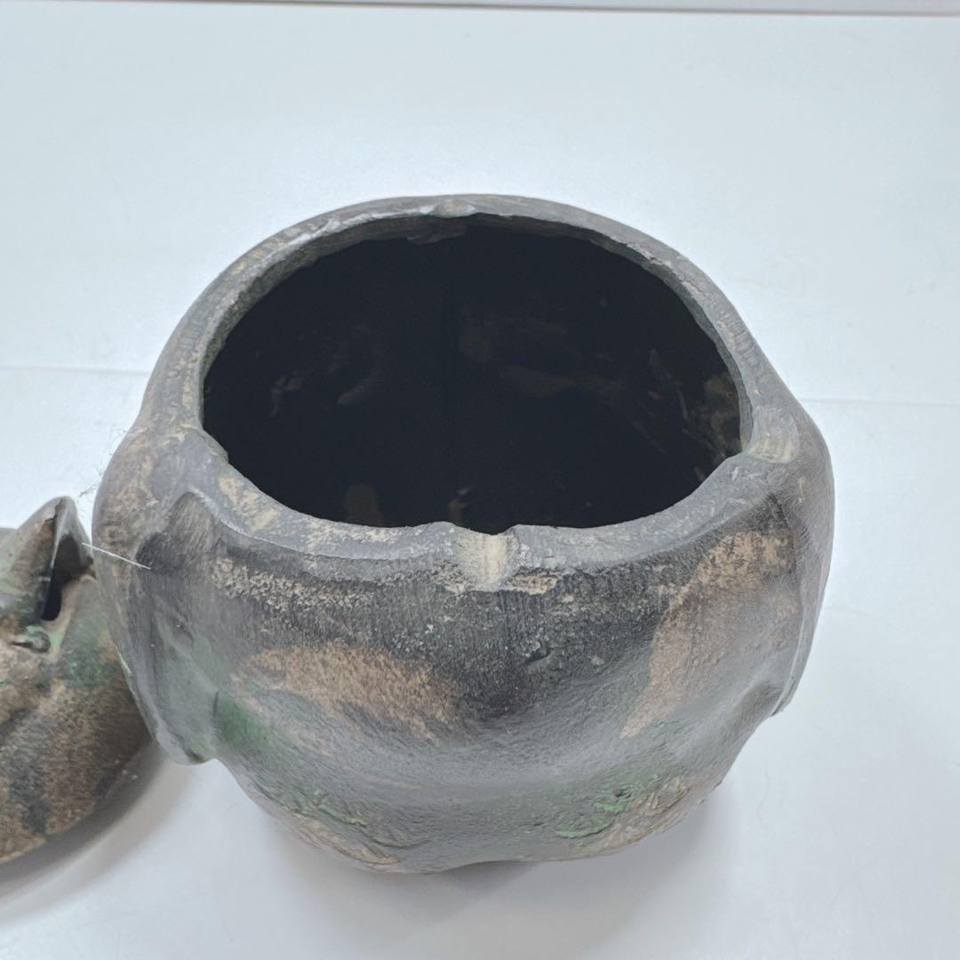 k1580 梟　香炉　鉄器　お香　フクロウ　骨董　レトロ　置物