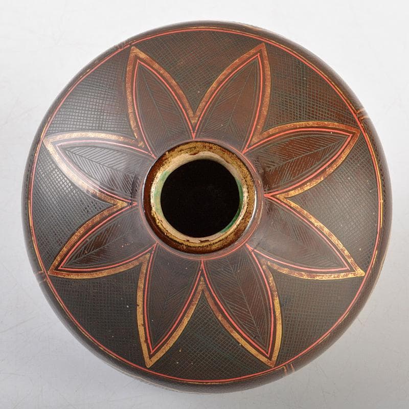 豊楽焼　鳳凰魚糸蒔絵　油壷　時代箱付　M　R5845