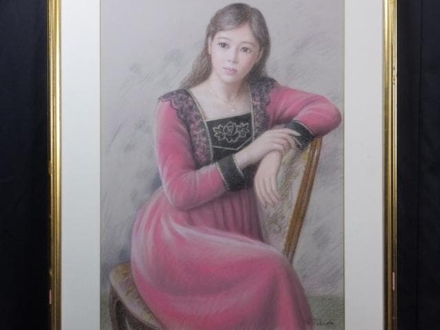 徳田宏行　直筆サイン『花のコスチューム』ペーパーにパステル画 20号 0907G