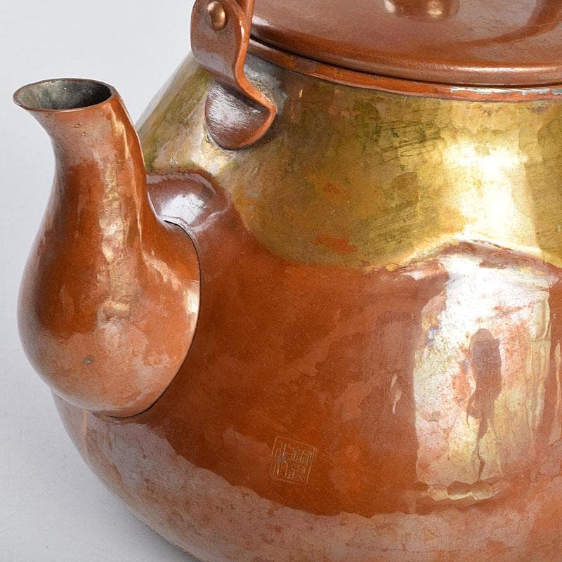 煎茶道具　銅製　銀摘　湯沸　水注　時代箱　U　R9474H