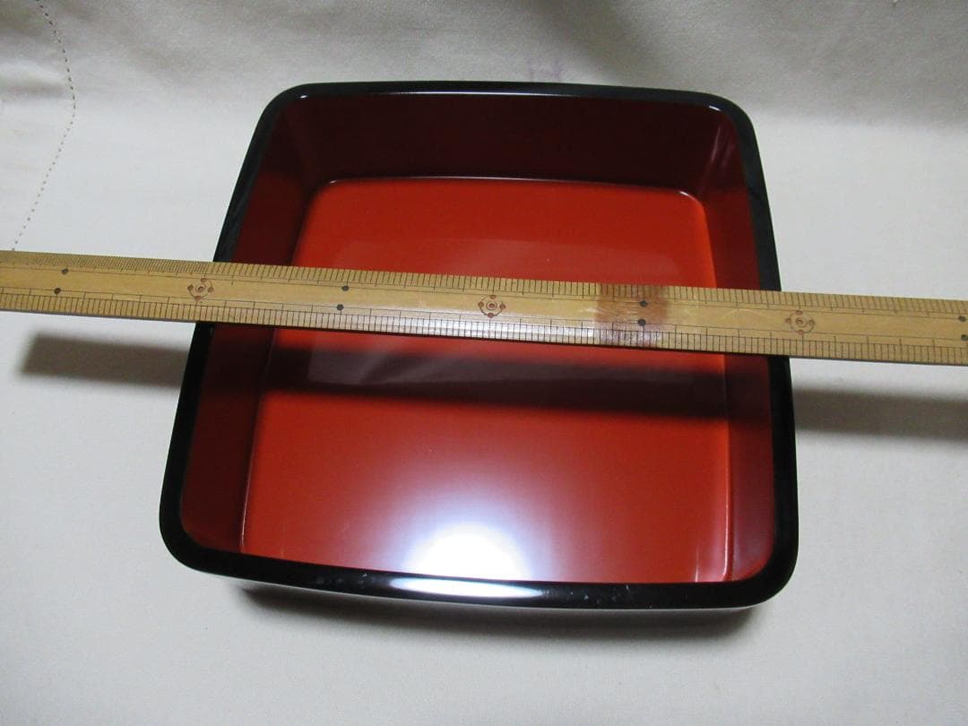 輪島塗　三段重箱　団扇に近江八景蒔絵　大雅堂　五郎造