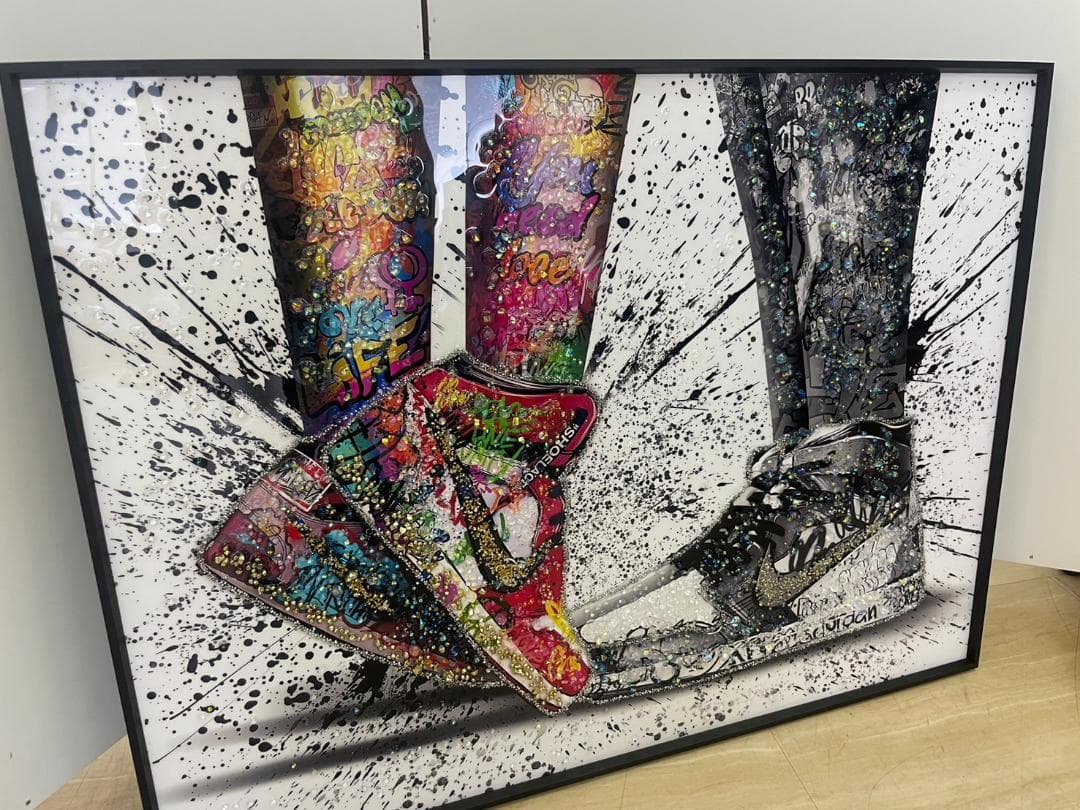 水晶絵　ナイキ　NIKE　スニーカー　アート　アートパネル　絵画　額縁　キラキラ