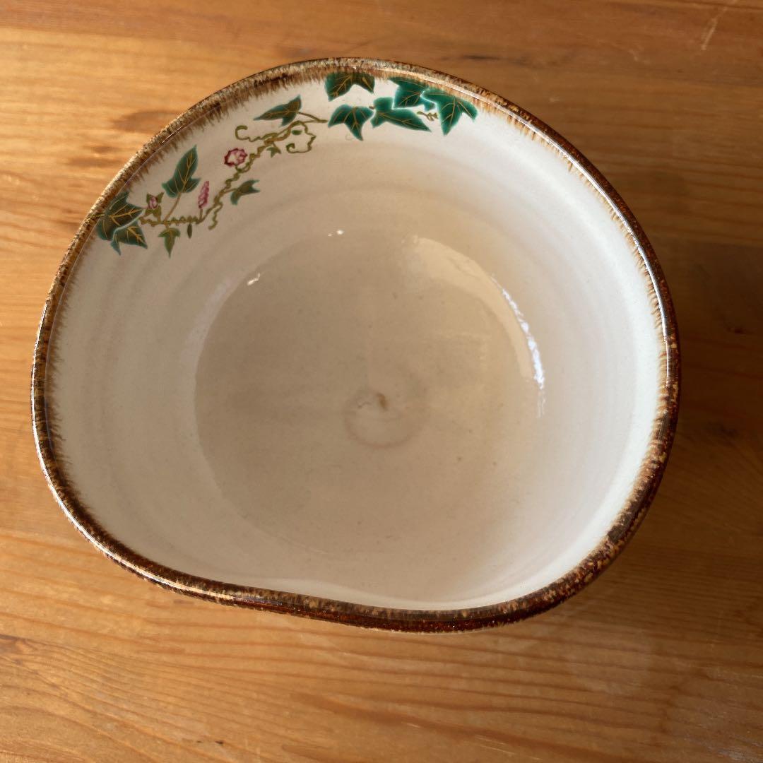 【茶道具】【新品美品】中村良二造　灰秞小昼顔絵茶碗　　　（共箱）○