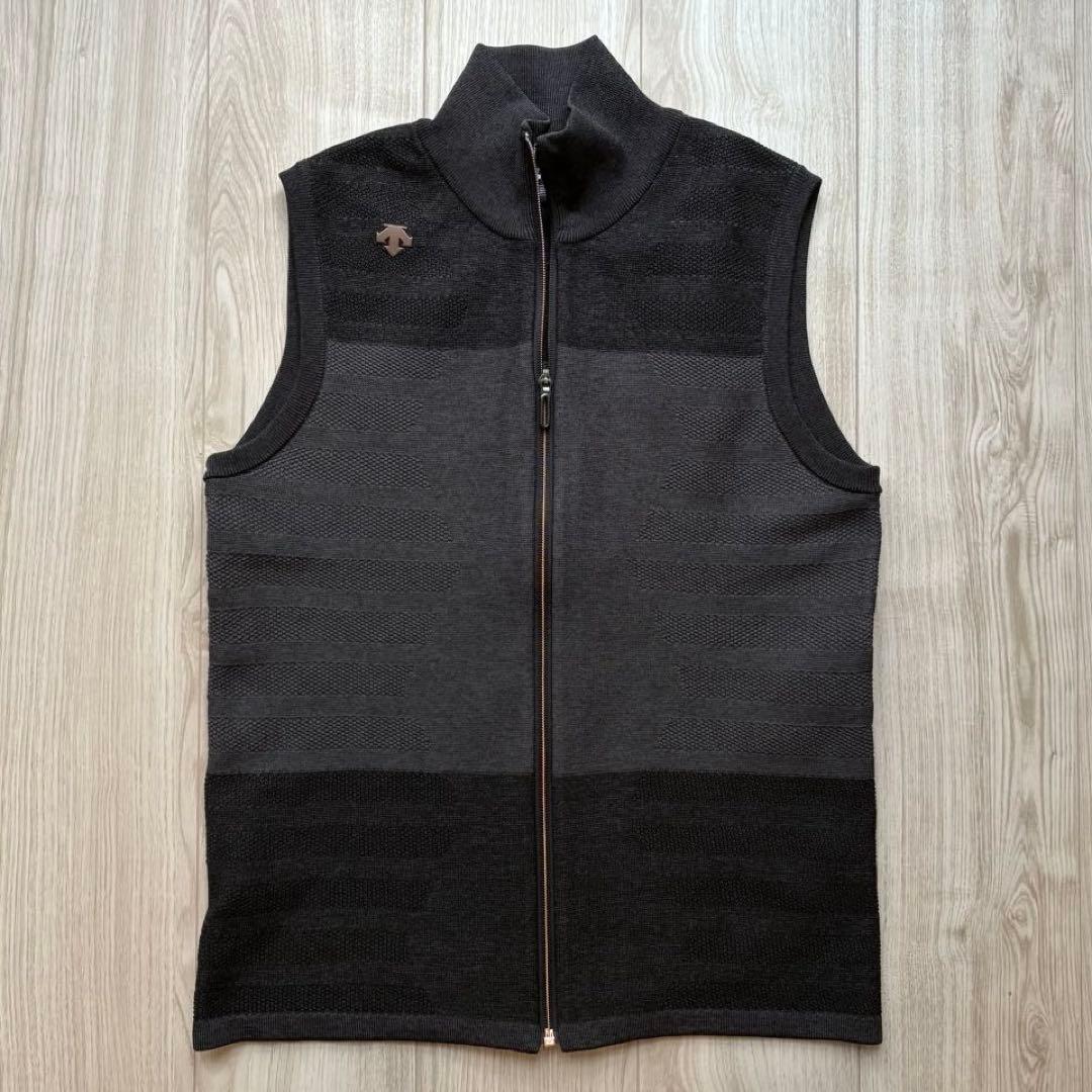 【極美品】デサントゴルフ ニットベスト メランジ ジップアップ M バイカラー