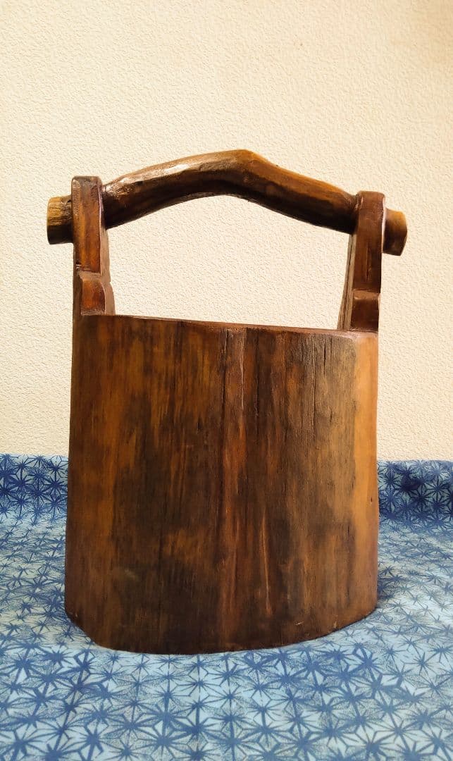 木製　くり抜き　木桶　手桶　花器