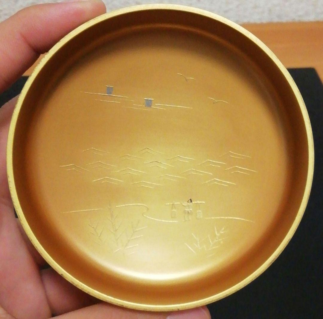 章作　蒔絵　塩釜　平棗　共箱　茶道具