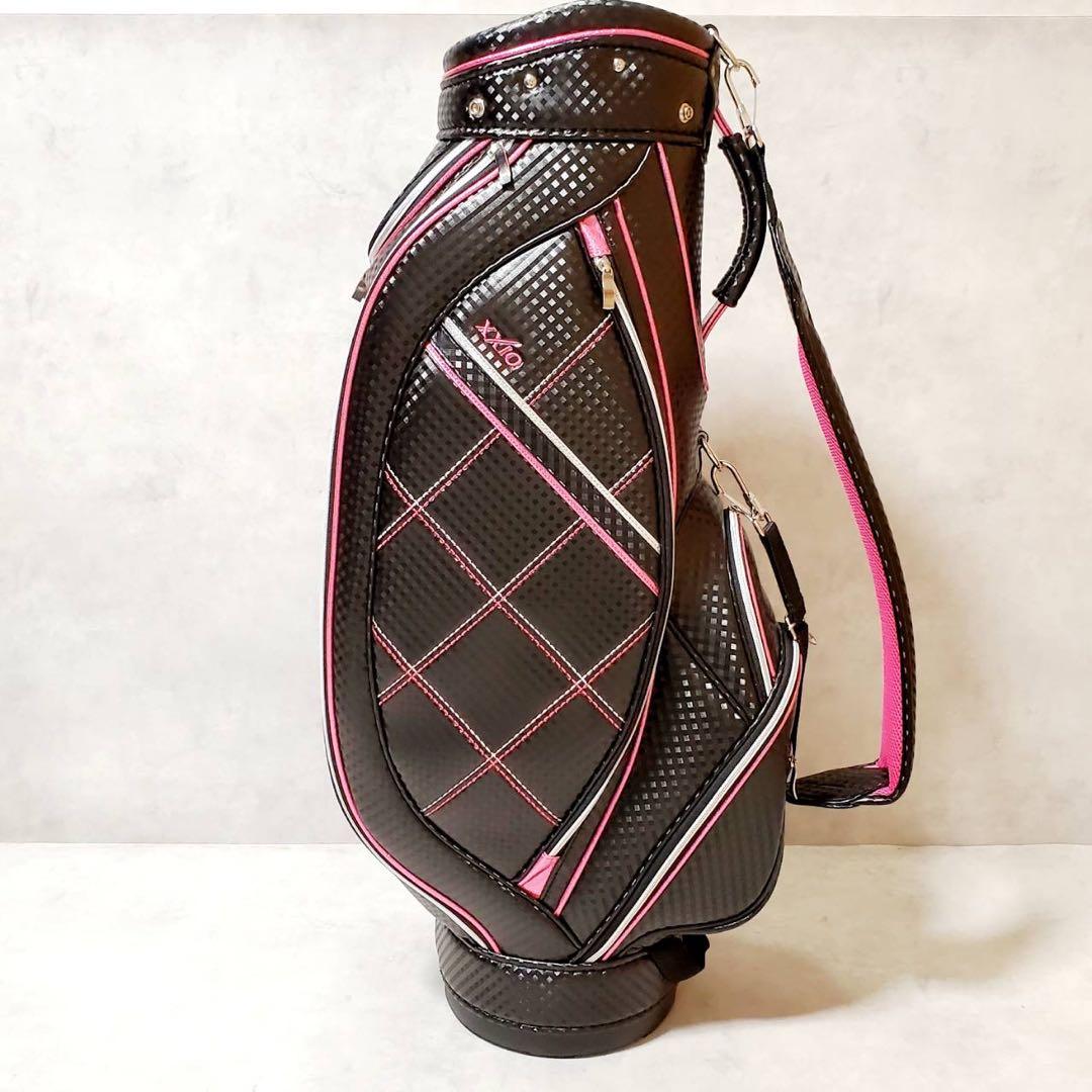 【極美品】ゼクシオ レディース キャディバッグ ゴルフバッグ ピンク×ブラック