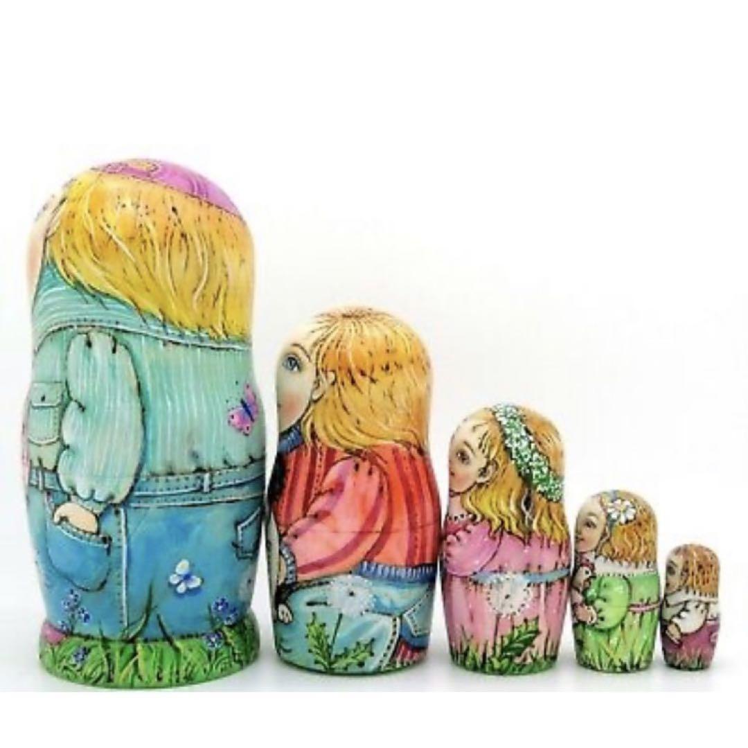 ロシア雑貨☆『Pony』ウッドバーニングマトリョーシカ5Pポニーhorseミラ作