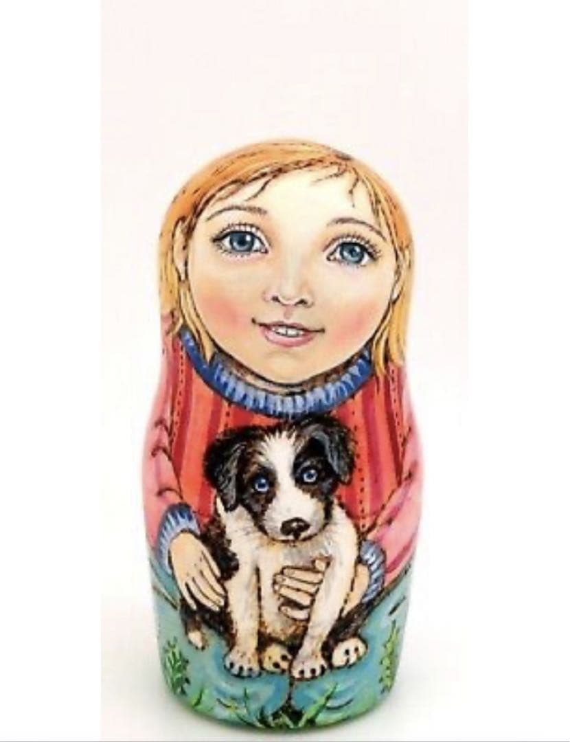 ロシア雑貨☆『Pony』ウッドバーニングマトリョーシカ5Pポニーhorseミラ作