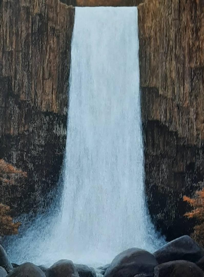 村山孝夫、「滝(苗名滝)」、希少画集の額装画、四季、風景、人気作品