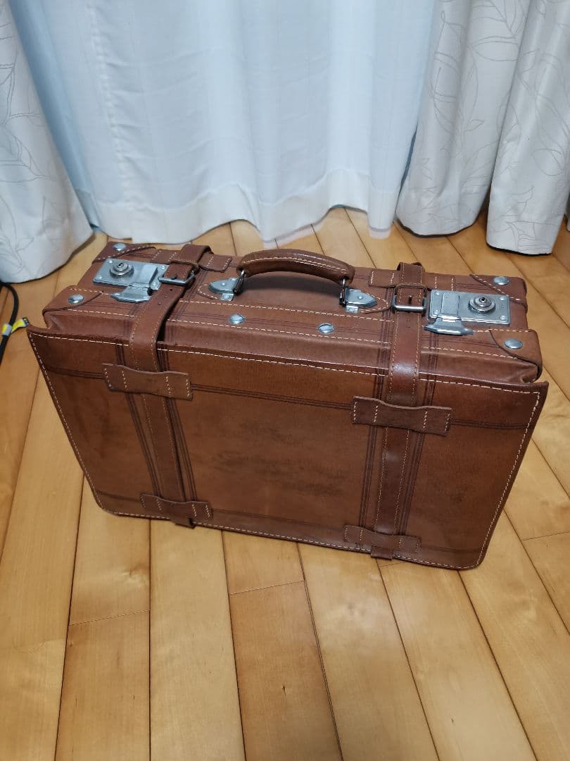 【お値打ち】アンティークレザートランク重厚収納ケースヴィンテージ　昭和レトロ