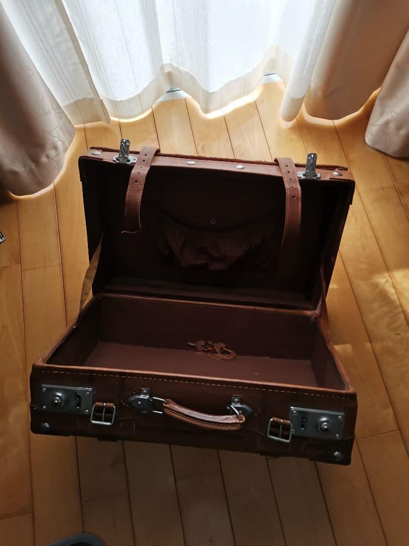 【お値打ち】アンティークレザートランク重厚収納ケースヴィンテージ　昭和レトロ