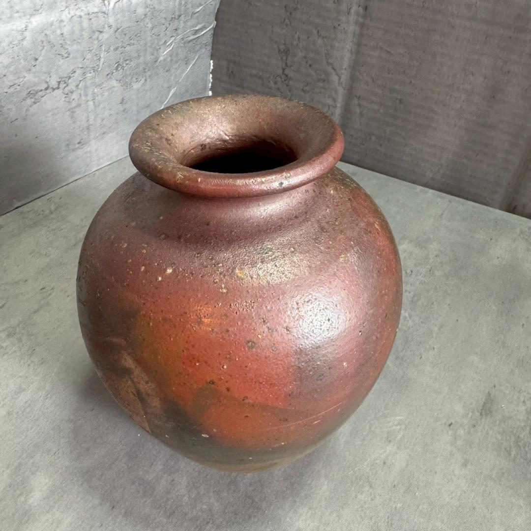 【備前焼】清水千代市 作 丹波花瓶 共箱付き 信楽焼風 花器 一点物