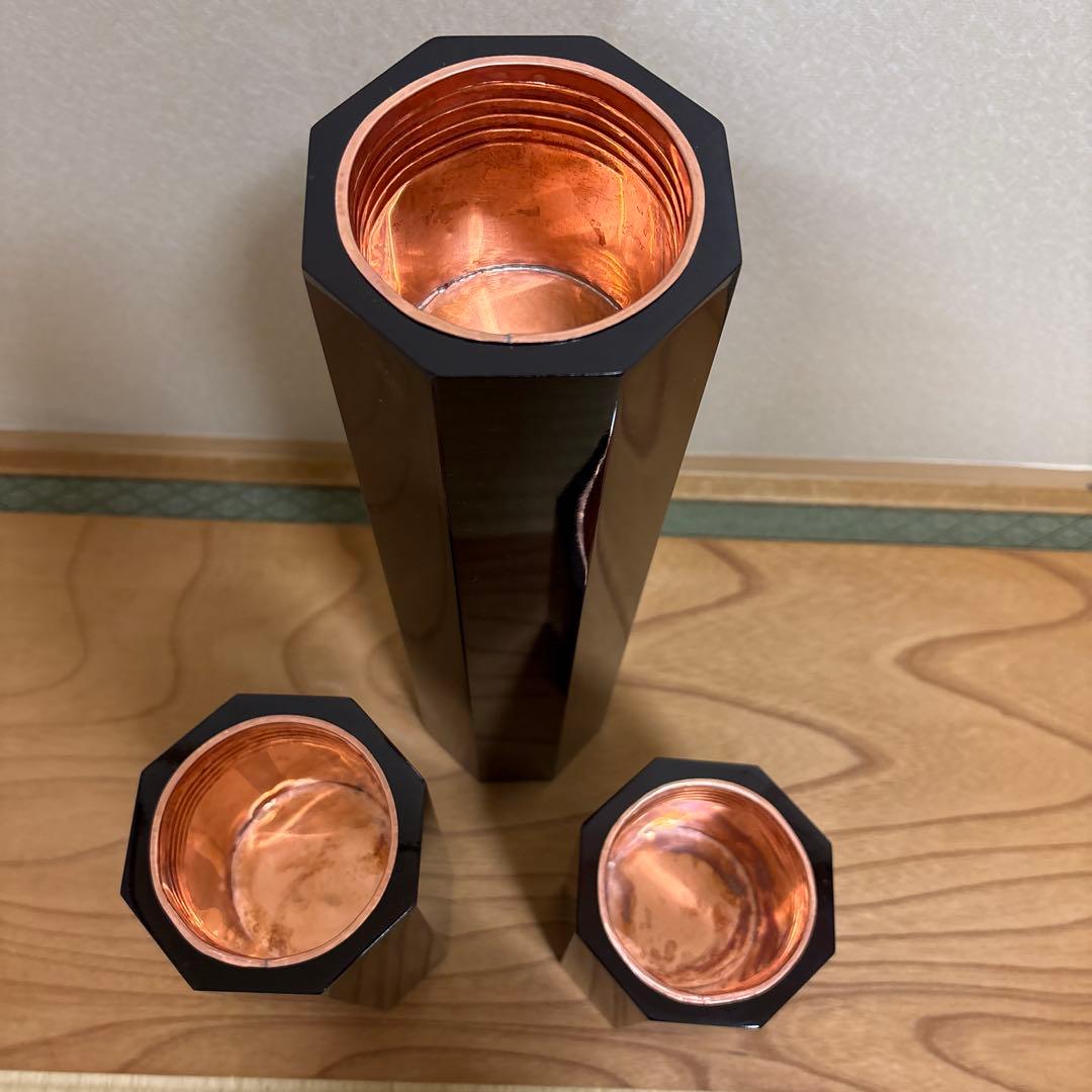 75 美品　短三管筒　3本セット　溜塗り　華道　格花　花器