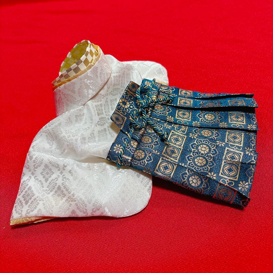 即納✨犬の袴✨犬用本格袴セット XS 白×ブルー 犬服 着物