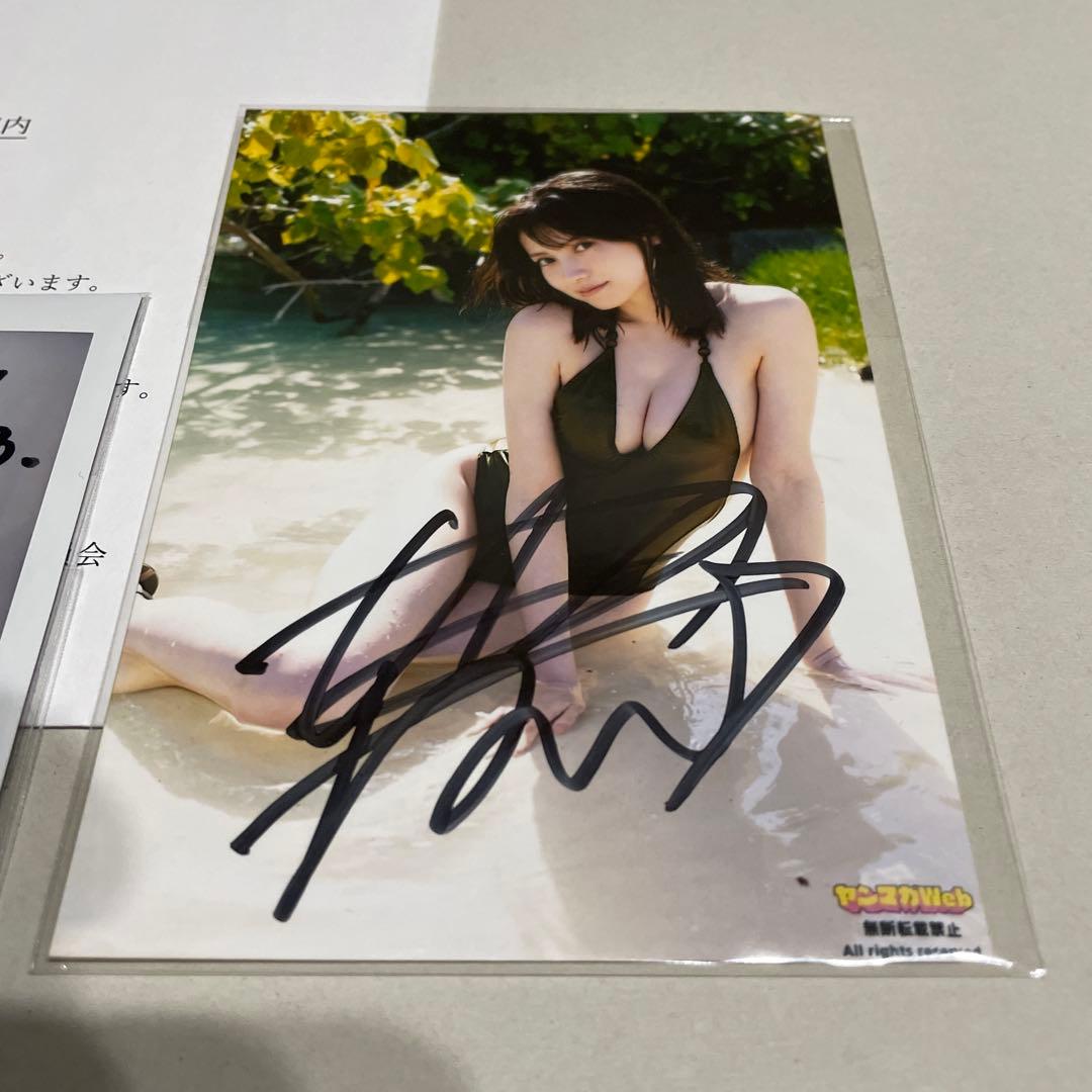 桃月なしこ　サイン入りチェキ　懸賞当選品　あの花　制服　水着　ポラ