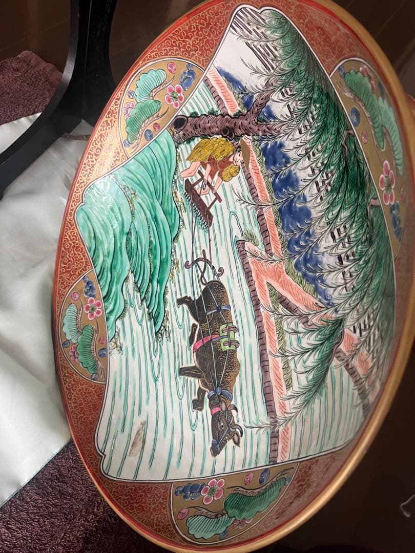 九谷 大皿．庄三　骨董品 古美術 古玩 アンティーク