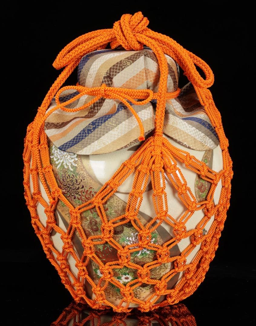 薩摩焼 【中野静鳳】茶道具 四君子絵 茶壺 飾壷 34㎝ 共箱付 古美術 骨董品