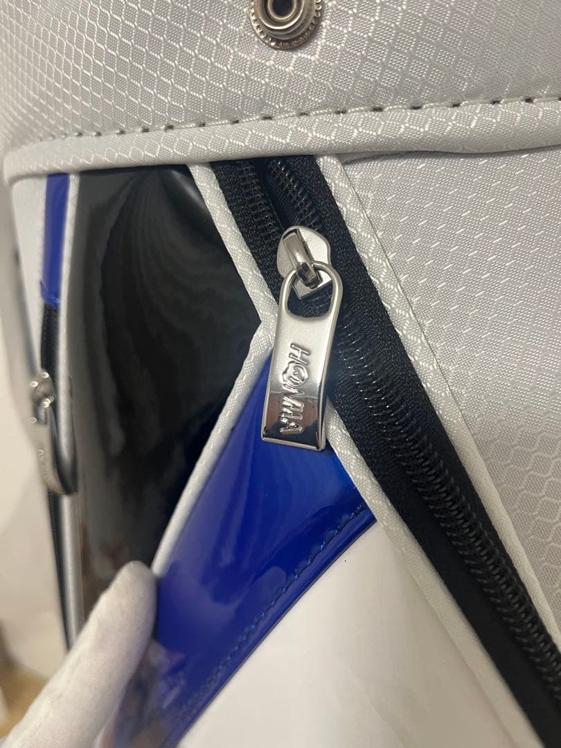 新品 HONMA ゴルフキャディバッグ ホワイト ブラック/ブルー プロ譲渡品