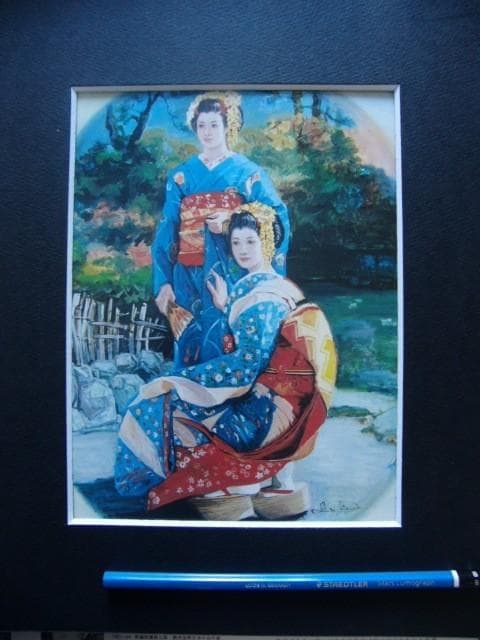 石川善一【舞妓】希少画集画、状態良好、新品高級額装付