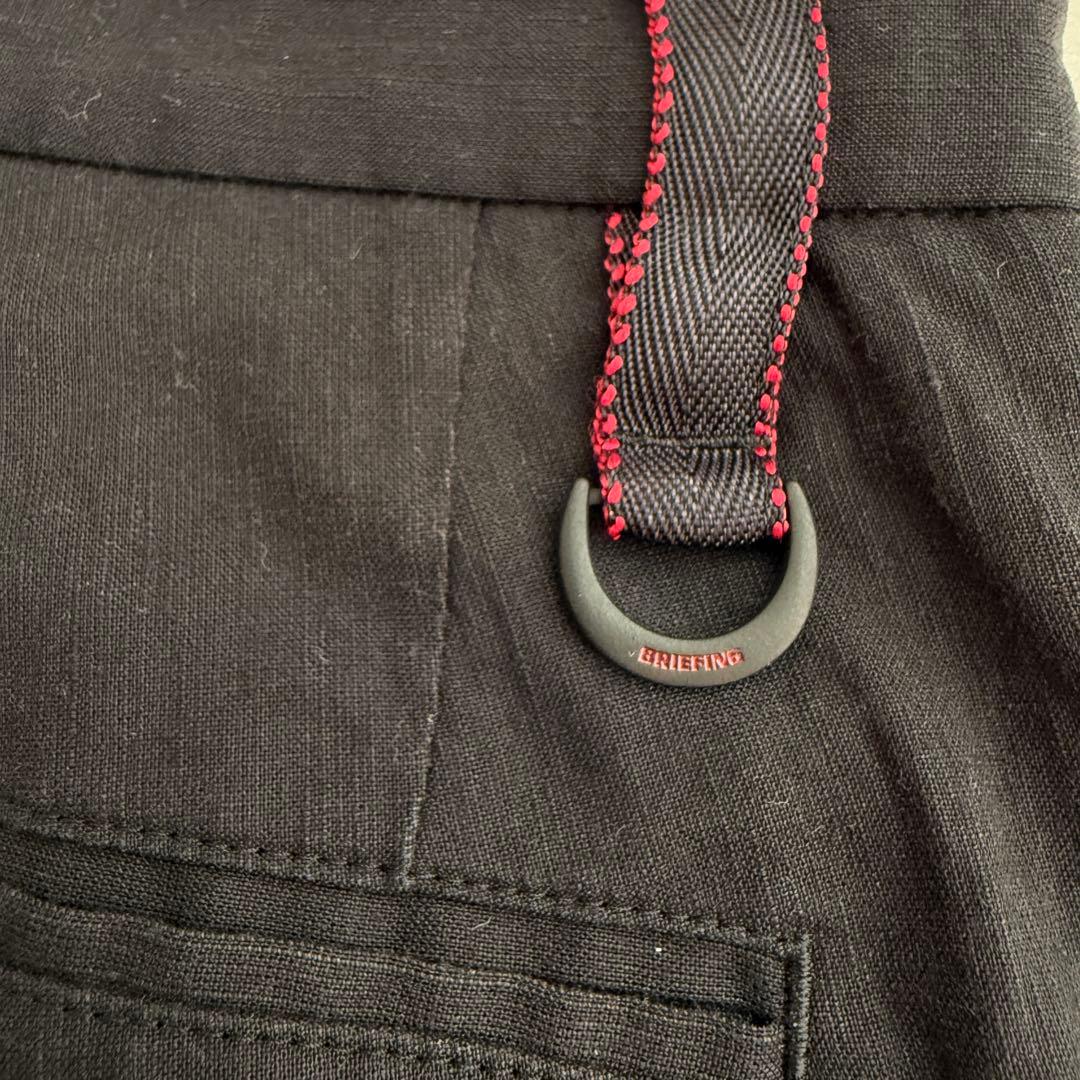 リネン混　ブリーフィング　ハーフパンツ　短パン　M 黒　ブラック　ゴルフ