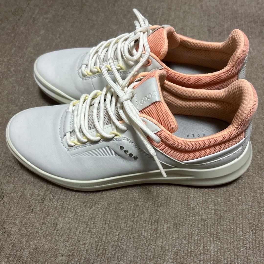 ECCO ゴルフシューズ 38 ホワイト/ピンク