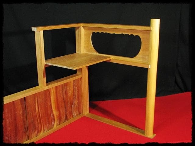 希少！ 板引戸腰 台目棚 屋久杉 赤杉 自在棚 大棚 茶道具 棚物 f265