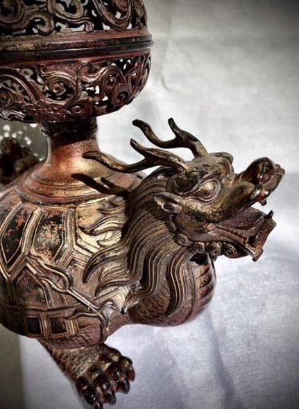 銅器 仏教 竜龍亀香炉 ツル古美術 コレクション品 銅製 工芸品 彫刻装飾品置物
