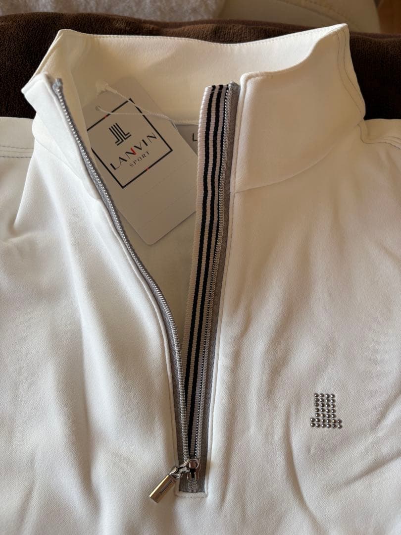 LANVIN ゴルフウェア ホワイト ハーフジップ トップス38サイズ