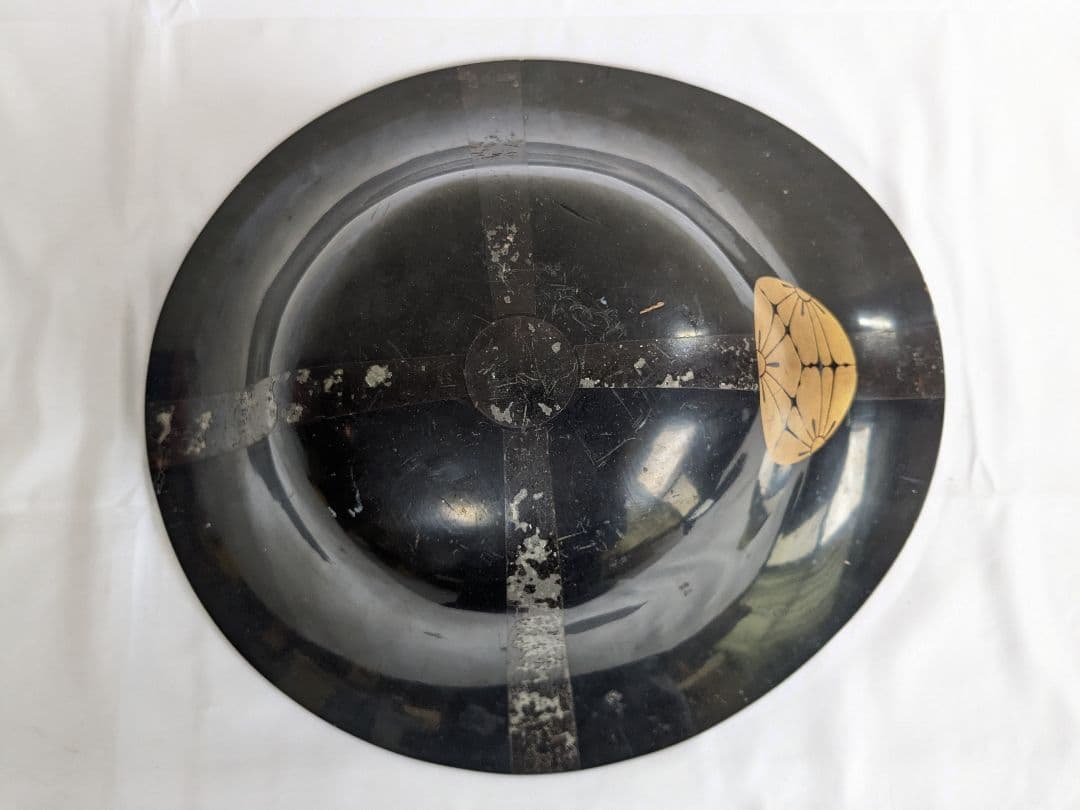 陣笠 木製 三ツ割菊 武士防具 ヴィンテージ