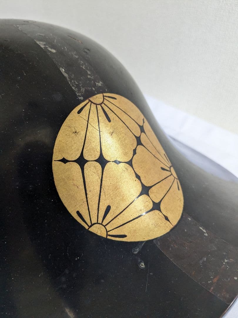 陣笠 木製 三ツ割菊 武士防具 ヴィンテージ