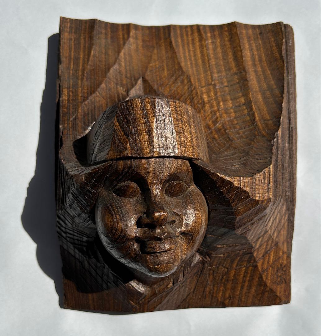 サ*ィ様 壁掛け　木彫りオブジェ　アイヌの女性　　瀧口正満作