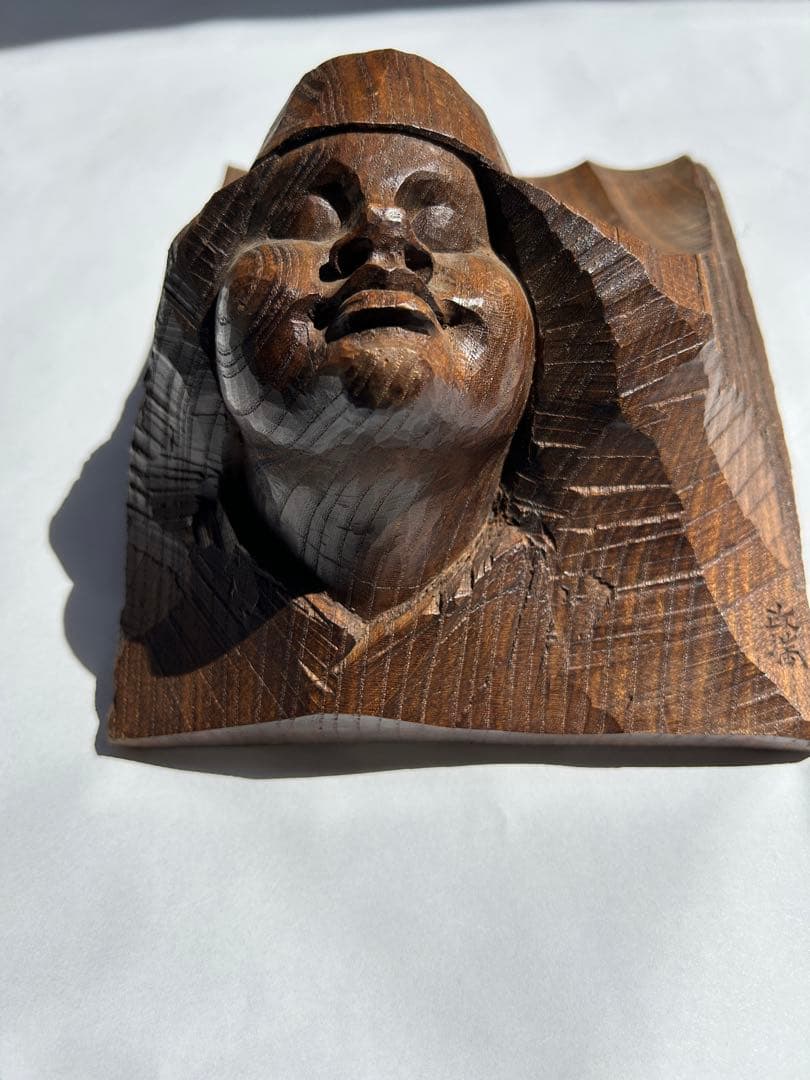サ*ィ様 壁掛け　木彫りオブジェ　アイヌの女性　　瀧口正満作