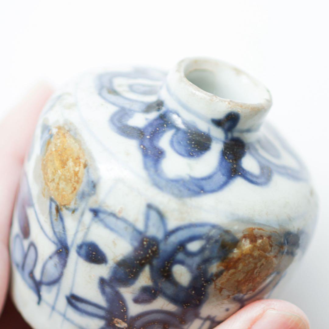 古染付　小壺　中国陶磁器　青花　青華