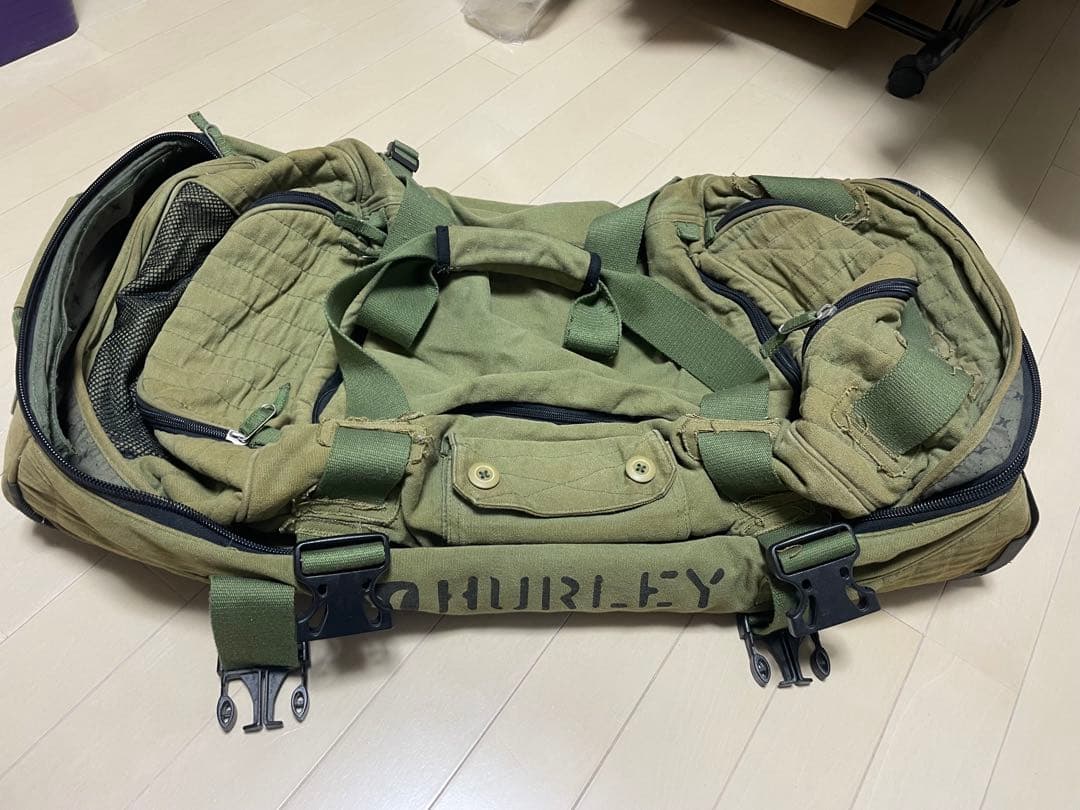 Hurley 大型バッグ キャリー付き オリーブグリーン　ミリタリー