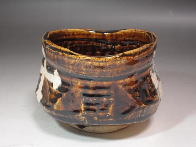 ★　若尾利貞　織部茶碗　斬新なデザインの一品★x583