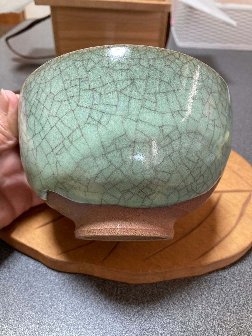 人間国宝　中島宏作青瓷松茶碗お値下げ致しました。