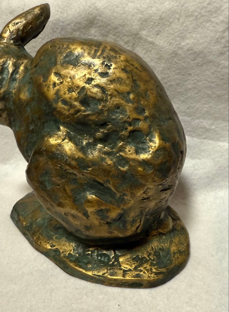 迫力あり！ 本物 有名彫刻家 北村西望 兎 うさぎ ブロンズ像　爽風