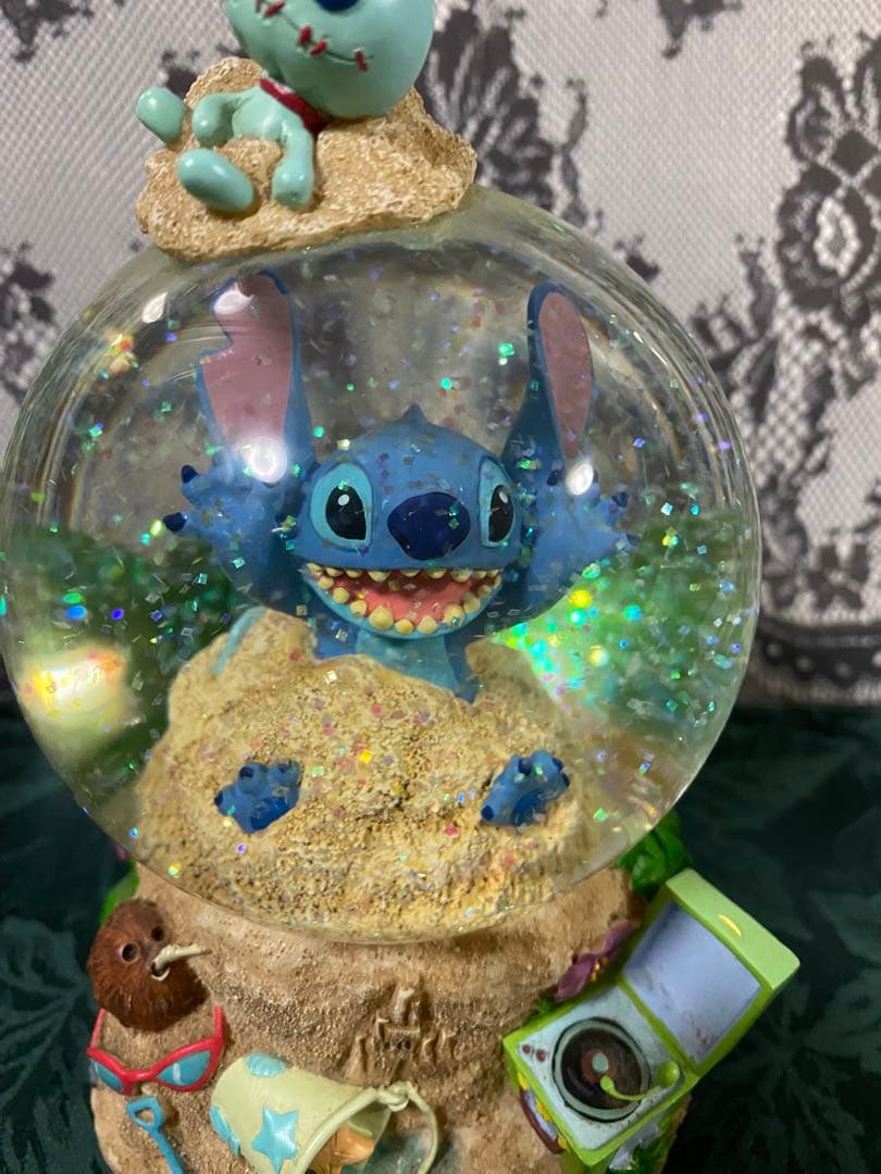 海外ディズニー　スティッチ　オルゴール　スノードーム　スノーグローブ