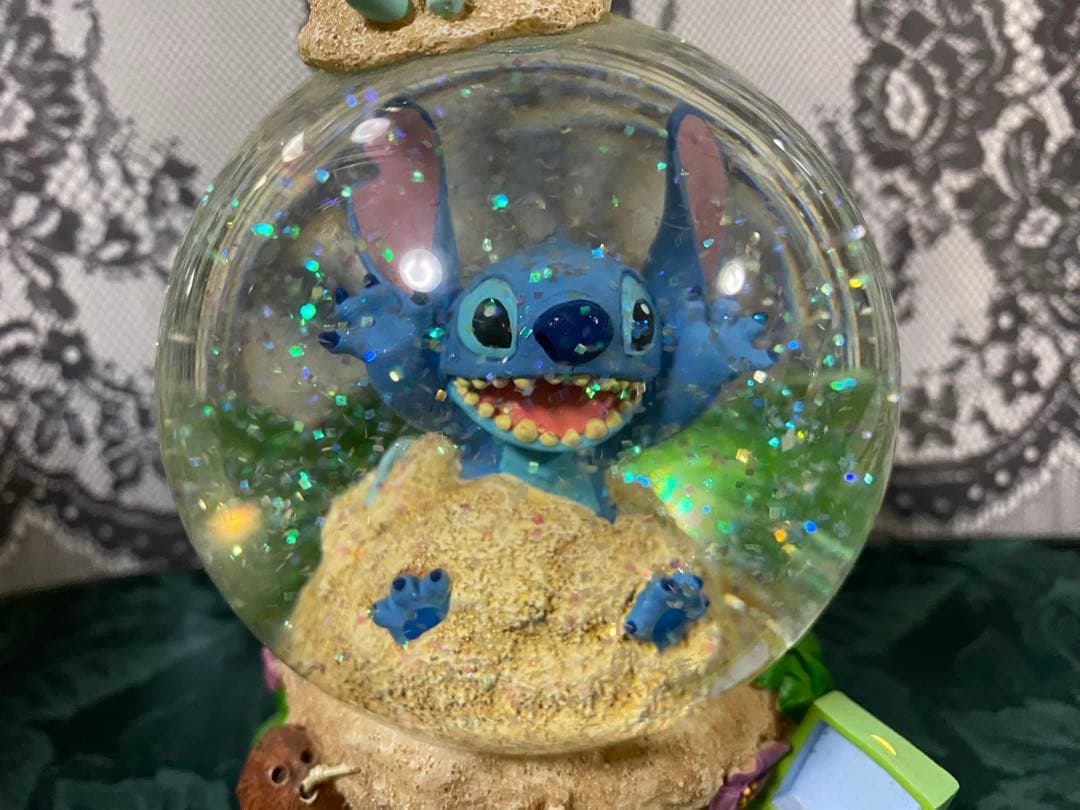 海外ディズニー　スティッチ　オルゴール　スノードーム　スノーグローブ