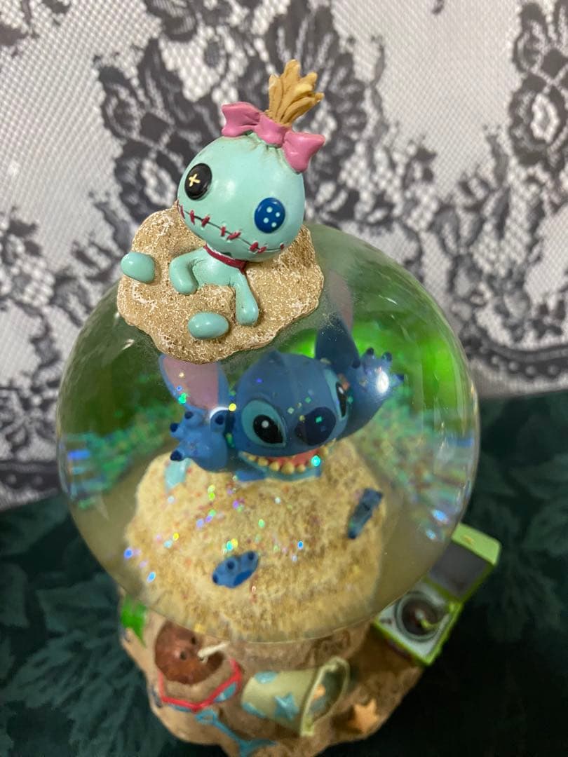 海外ディズニー　スティッチ　オルゴール　スノードーム　スノーグローブ