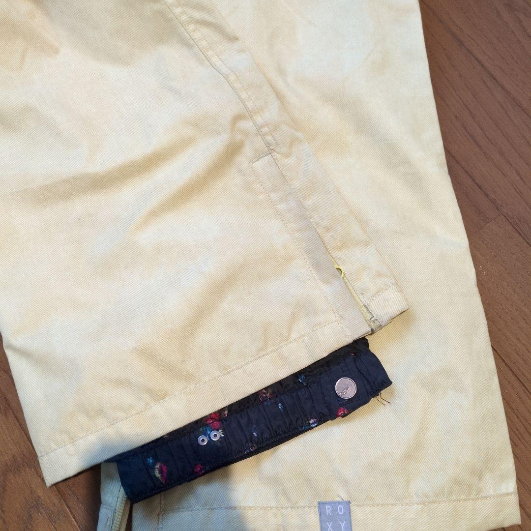 【美品】ROXY　スノボウェア　上下セット　総柄　デニム風　イエロー　Ｓ