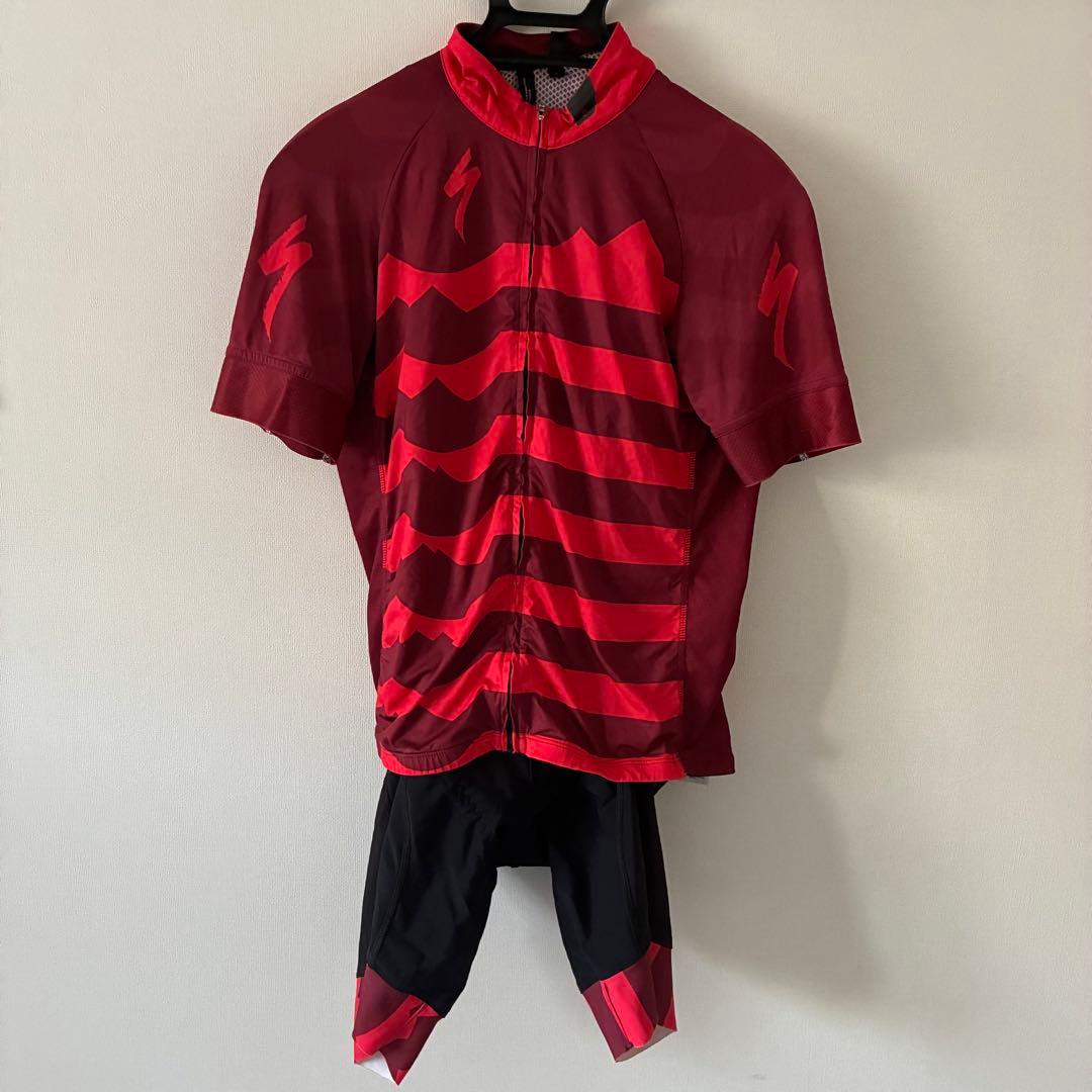 【美品】スペシャライズド レッド ストライプ サイクルジャージ L 上下セット