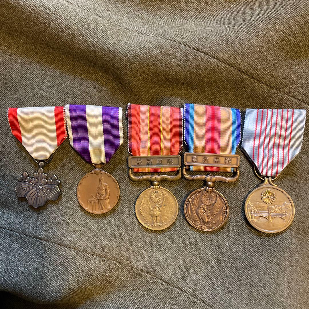 5連 勲八等白色桐葉 従軍 国勢調査 記念章 勲章 Japanese army