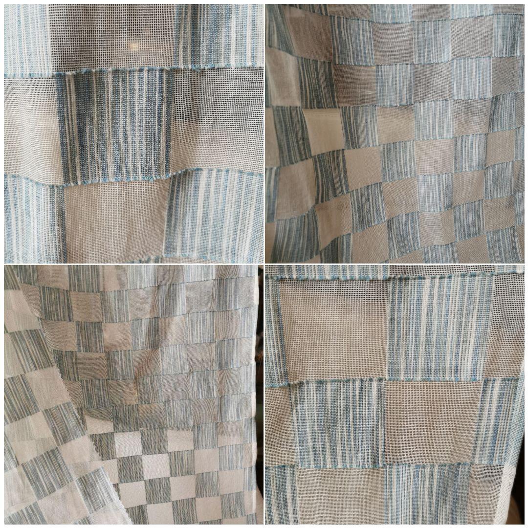 英国ヴィンテージ ノッティンガムレース最高峰マドラスカーテン ダミエ市松格子模様